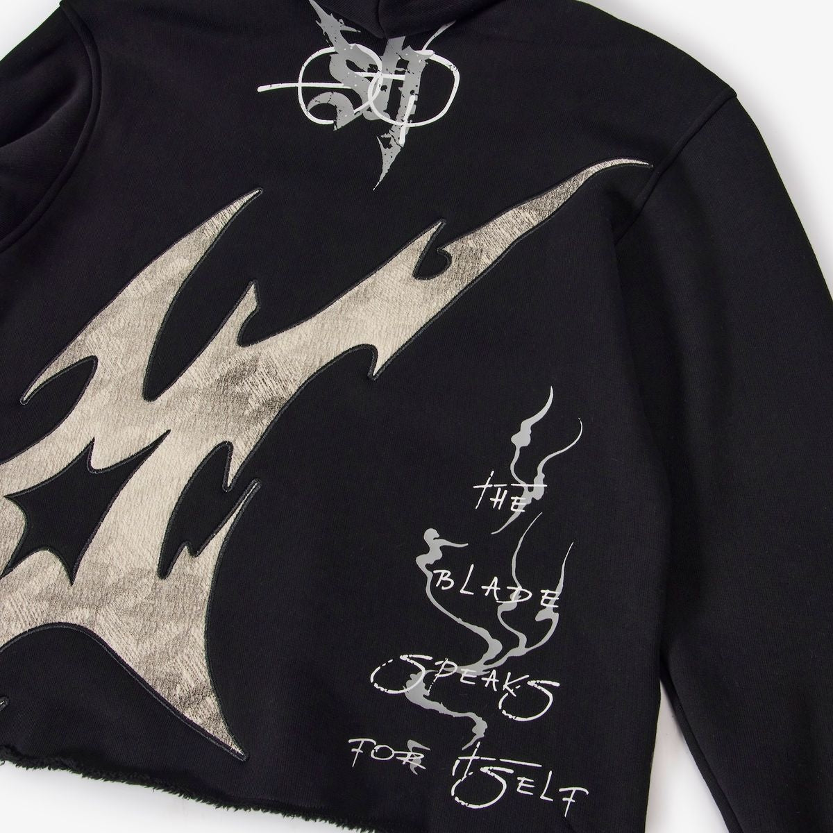 Sugarhill Katana Raw Hem Zip Hoodie 'Black|SH25-FALL-20|Top Fashion