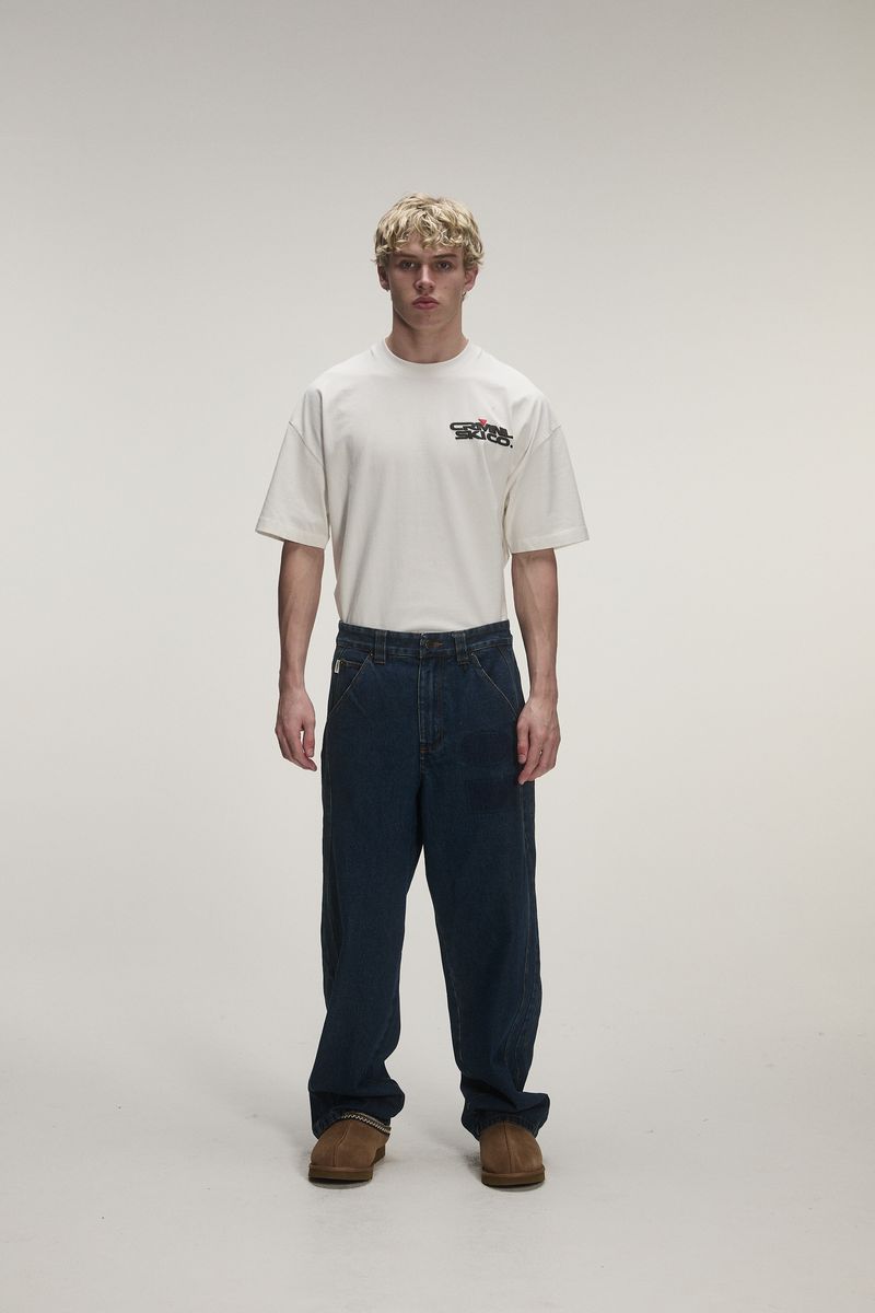 Criminal Damage Patched Washed Jean