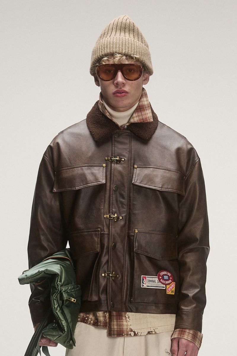 Criminal Damage Leather Fire Clip Jacket