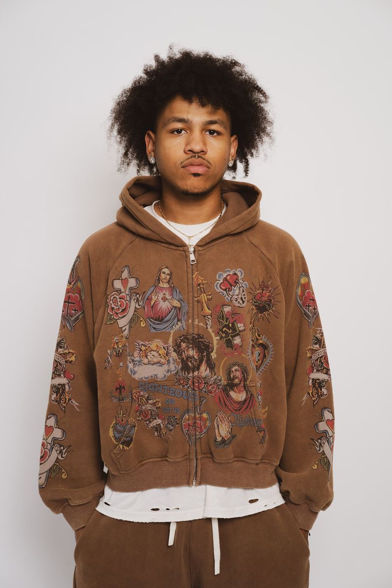 We Are Righteous Risen King Cropped Zip Hoodie