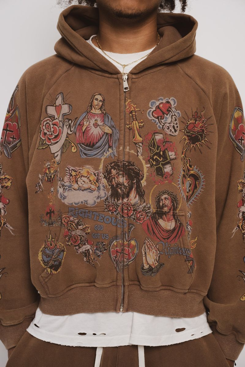 We Are Righteous Risen King Cropped Zip Hoodie