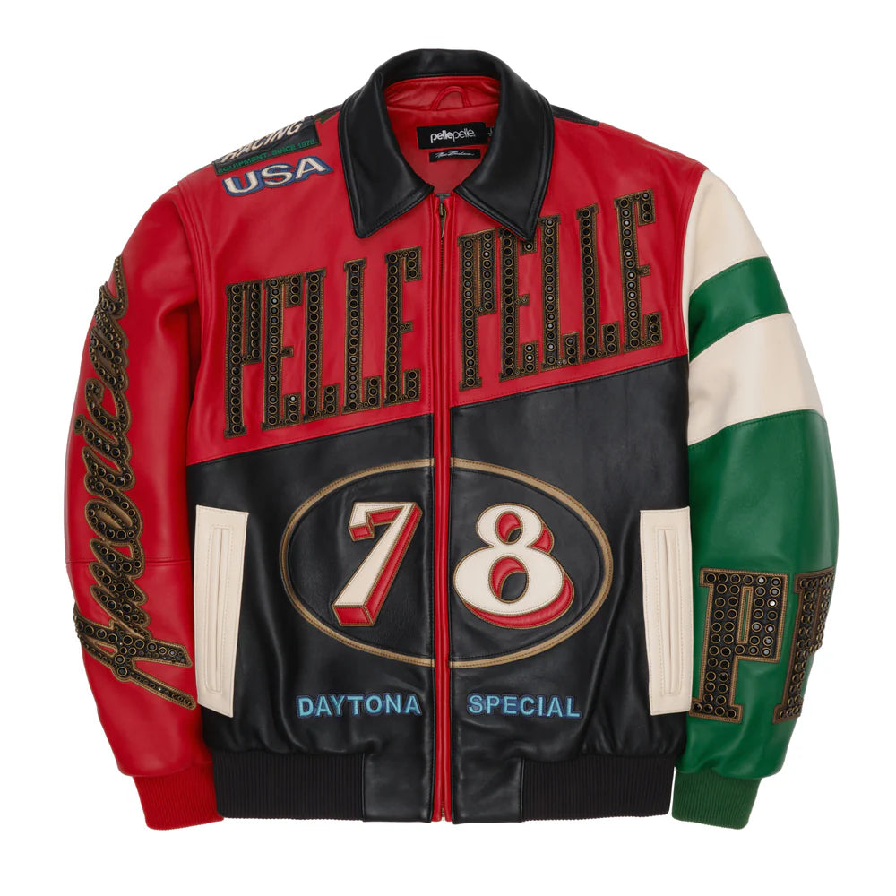 【激レア】pelle pelle スタジャン　ダウン　ブルゾン Pelle Pelle Daytona Special Jacket 'Crimson/BLK/Green|325-37539