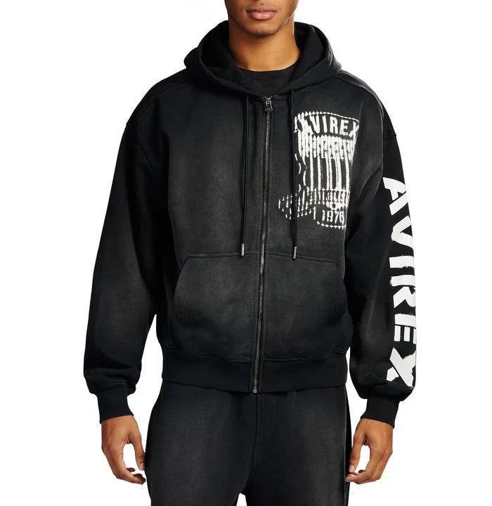 Avirex Distressed Icon Zip Hoodie