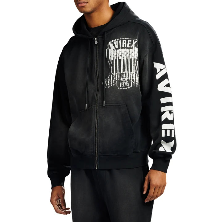 Avirex Distressed Icon Zip Hoodie
