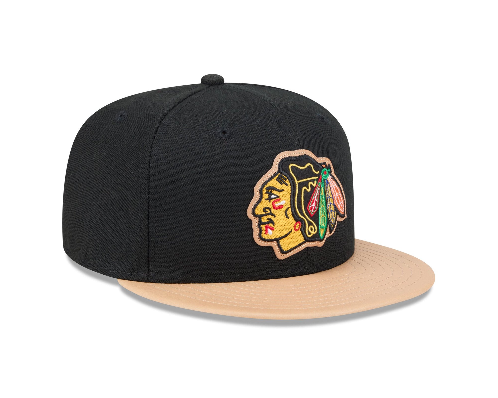 New Era 5950 Chicago Blackhawks Leather Visor Fitted Hat
