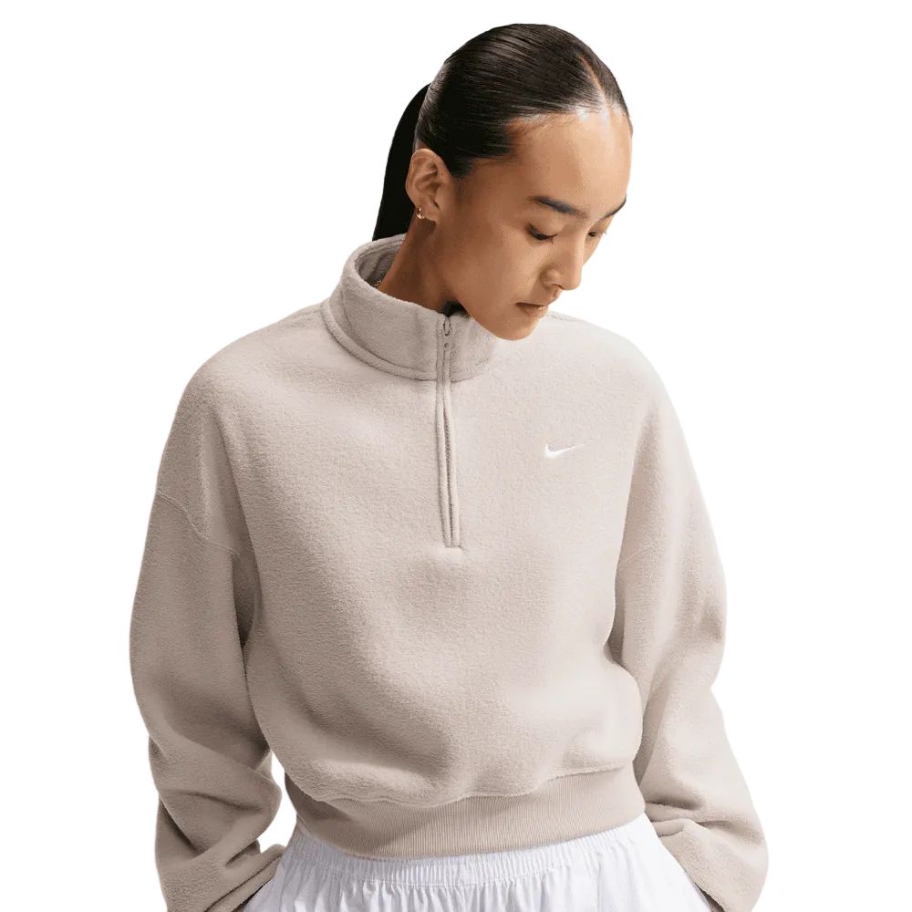 Wmns Nike Studio Fleece Plush Oversized Quarter-Zip Cropped Top
