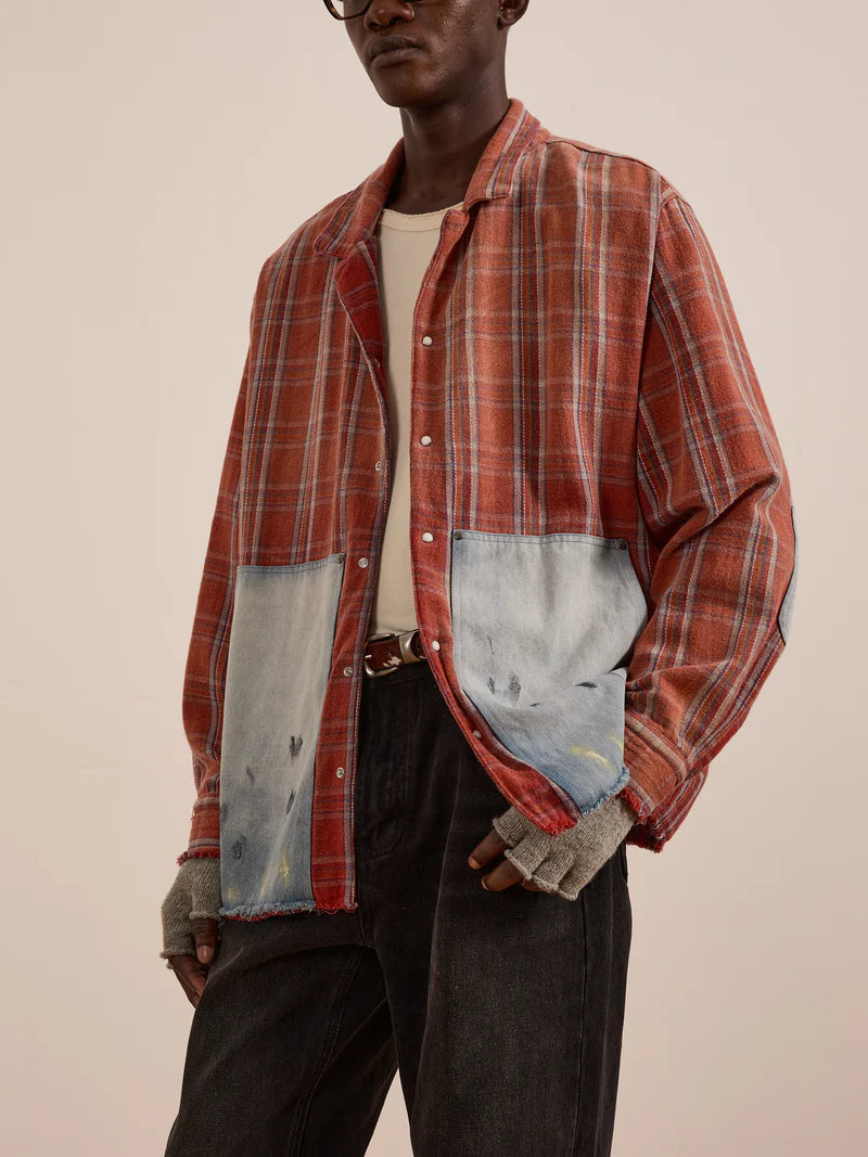 Found Plaid Denim Shirt