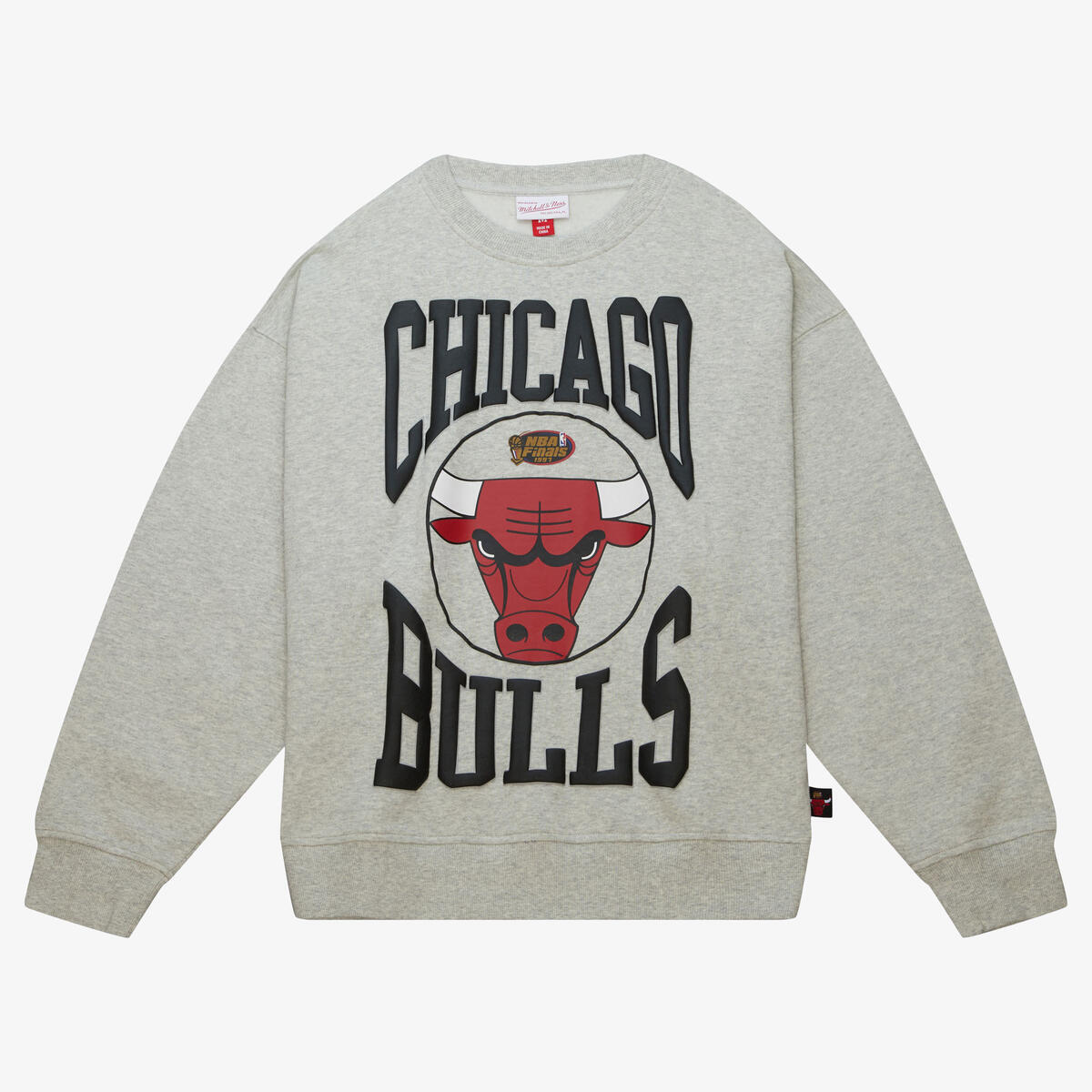Wmns M&N NBA Chicago Bulls Logo Lightweight 3.0 Crew 'Grey Heather