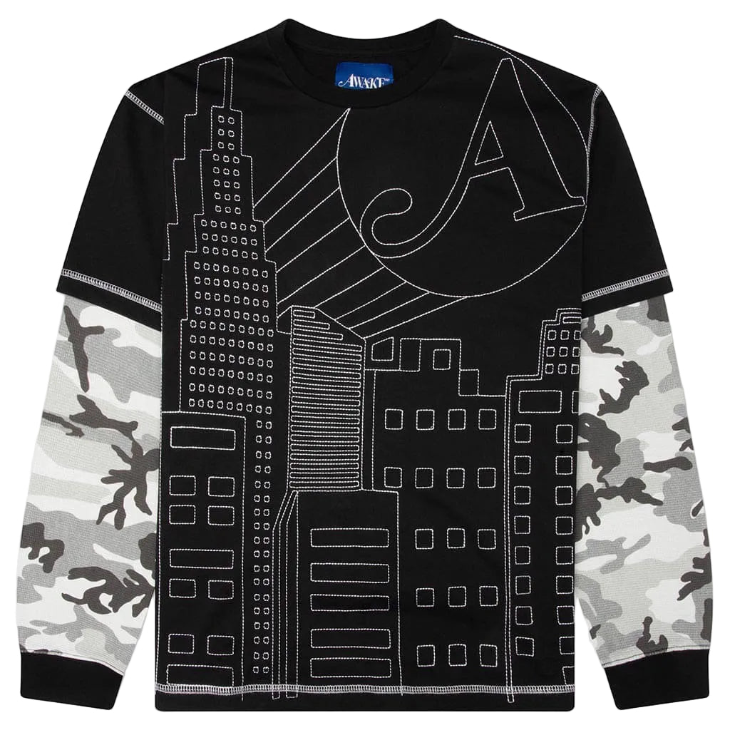 Awake NY Skyline Waffle Long Sleeve Shirt