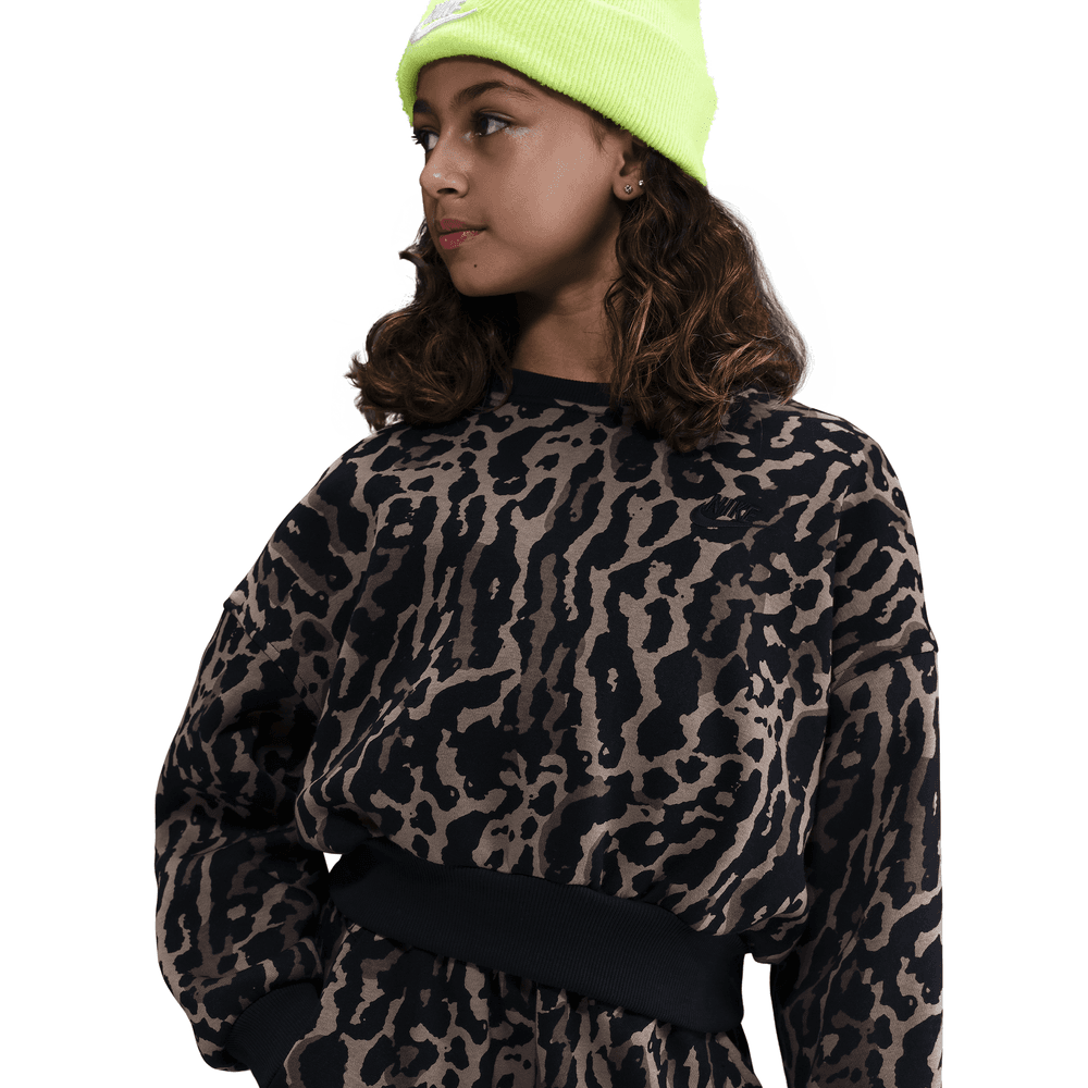 Kids Nike Sportswear Club Fleece Boxy Printed Crewneck 