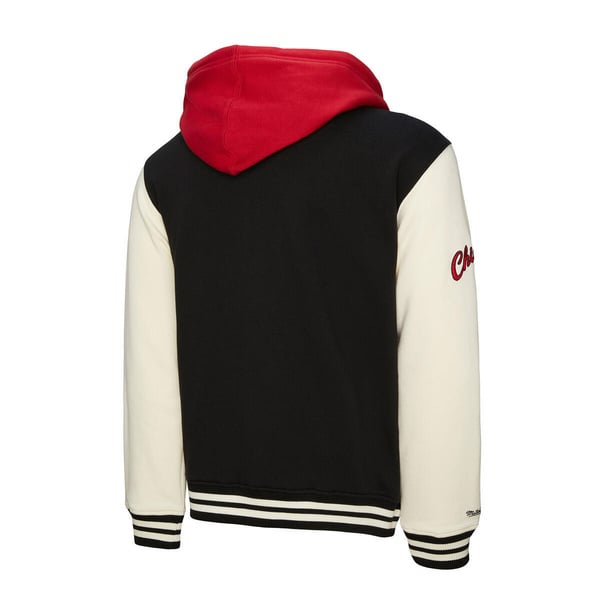 M&N NBA Vi M&N NBA Vintage Logo Chicago Bulls Courtside Fleece Button Front Hoodie 'Black' * Full titlentage Logo Chicago Bulls Courtside Fleece Button Front Hoodie