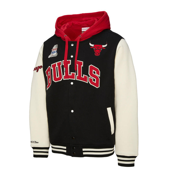 M&N NBA Vi M&N NBA Vintage Logo Chicago Bulls Courtside Fleece Button Front Hoodie 'Black' * Full titlentage Logo Chicago Bulls Courtside Fleece Button Front Hoodie