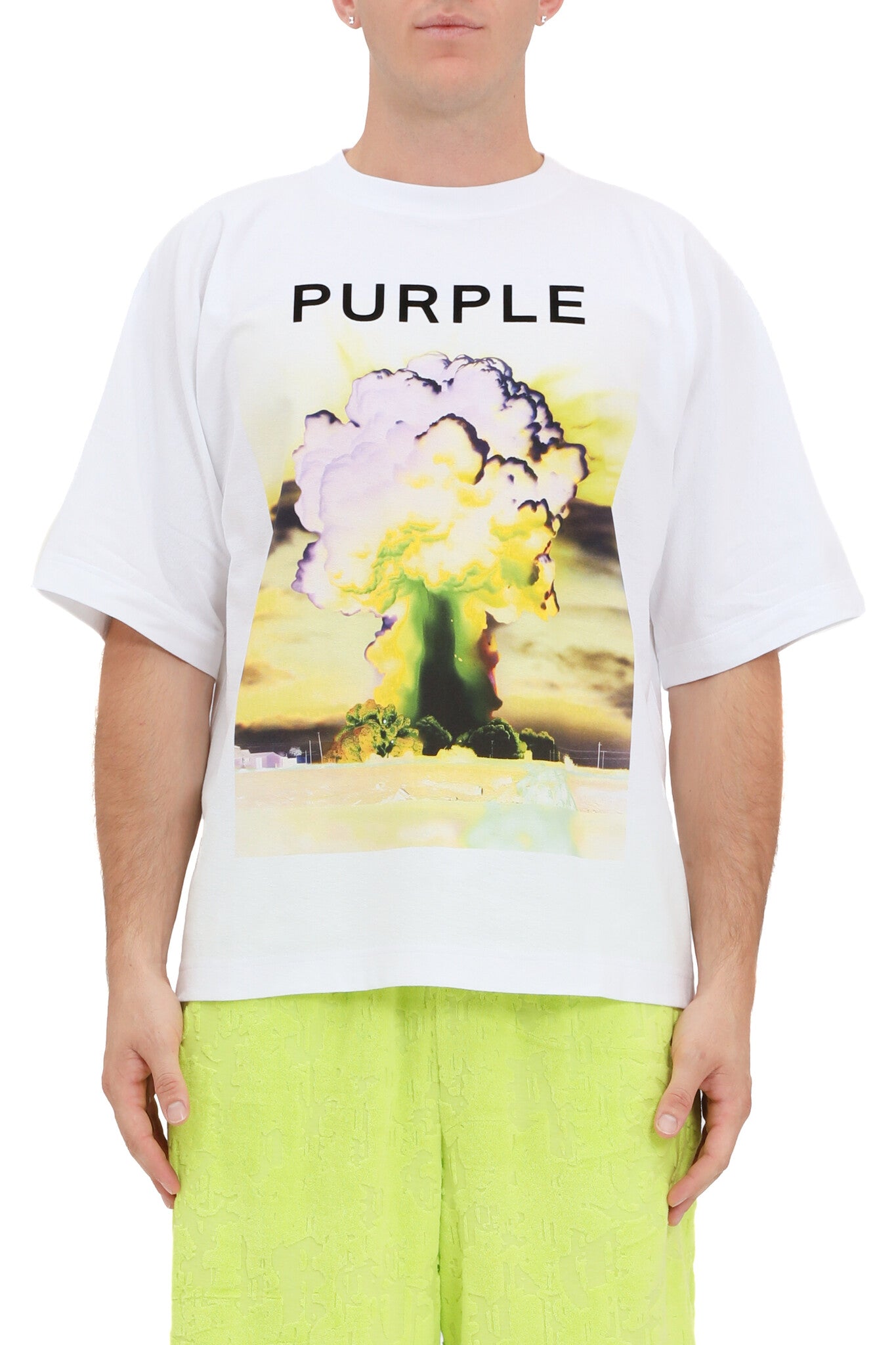 Purple Brand Textured Jersey Tee 'White|M1057-TWFM325|Top Fashion