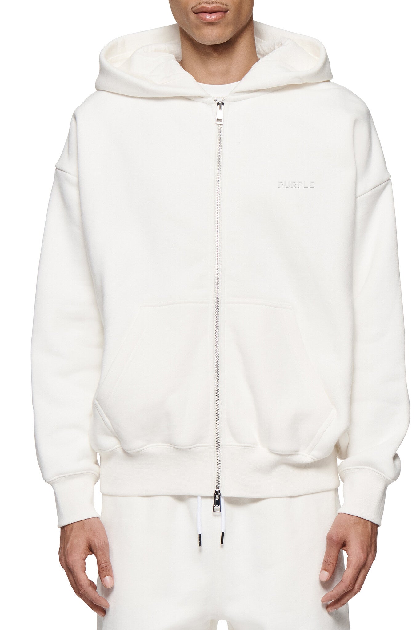 Purple Brand Heavy Fleece Zip Front Hoodie