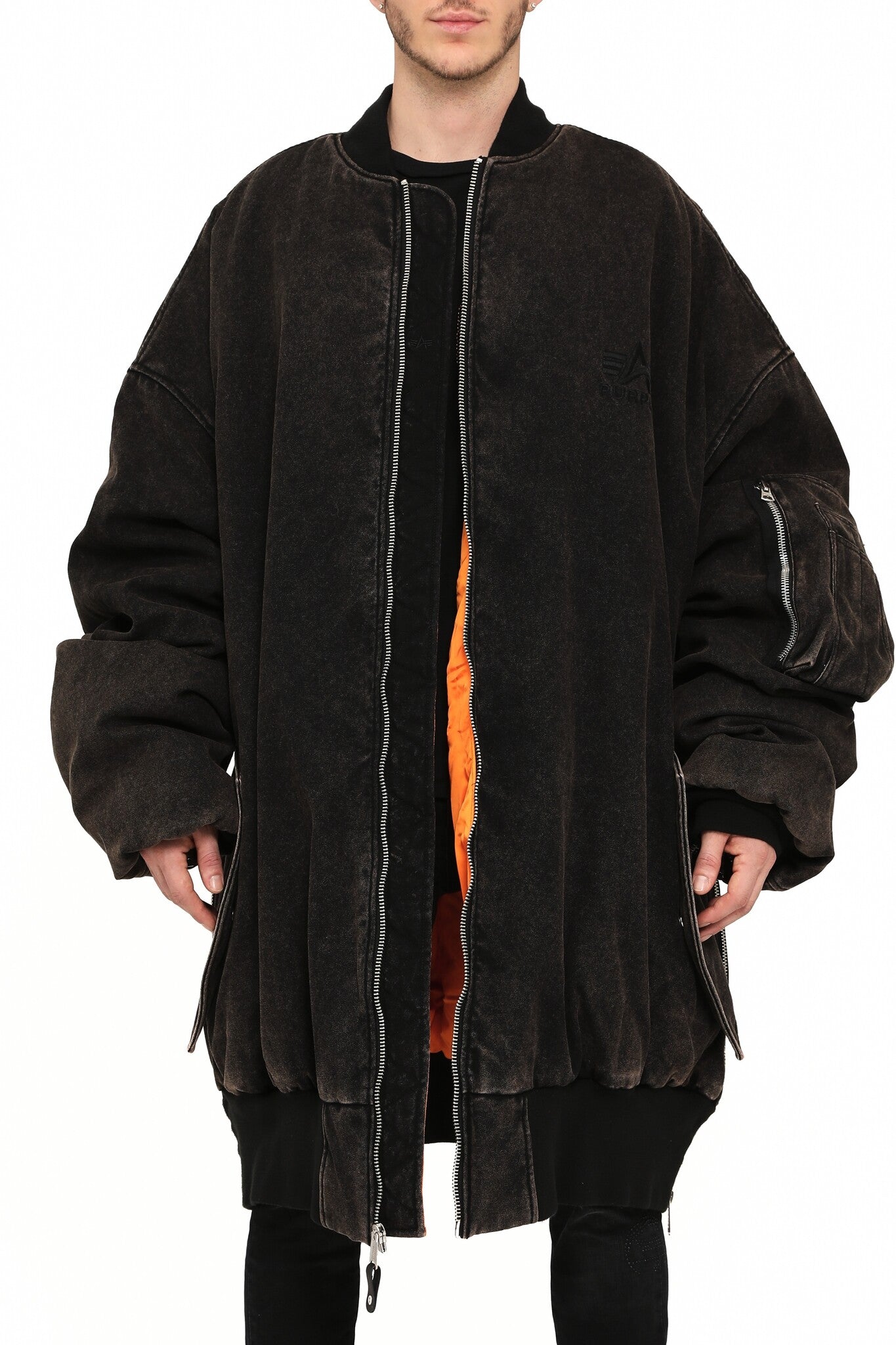 Purple Brand x Alpha Giant Bomber 'Black|M6104-APGB825|Top Fashion