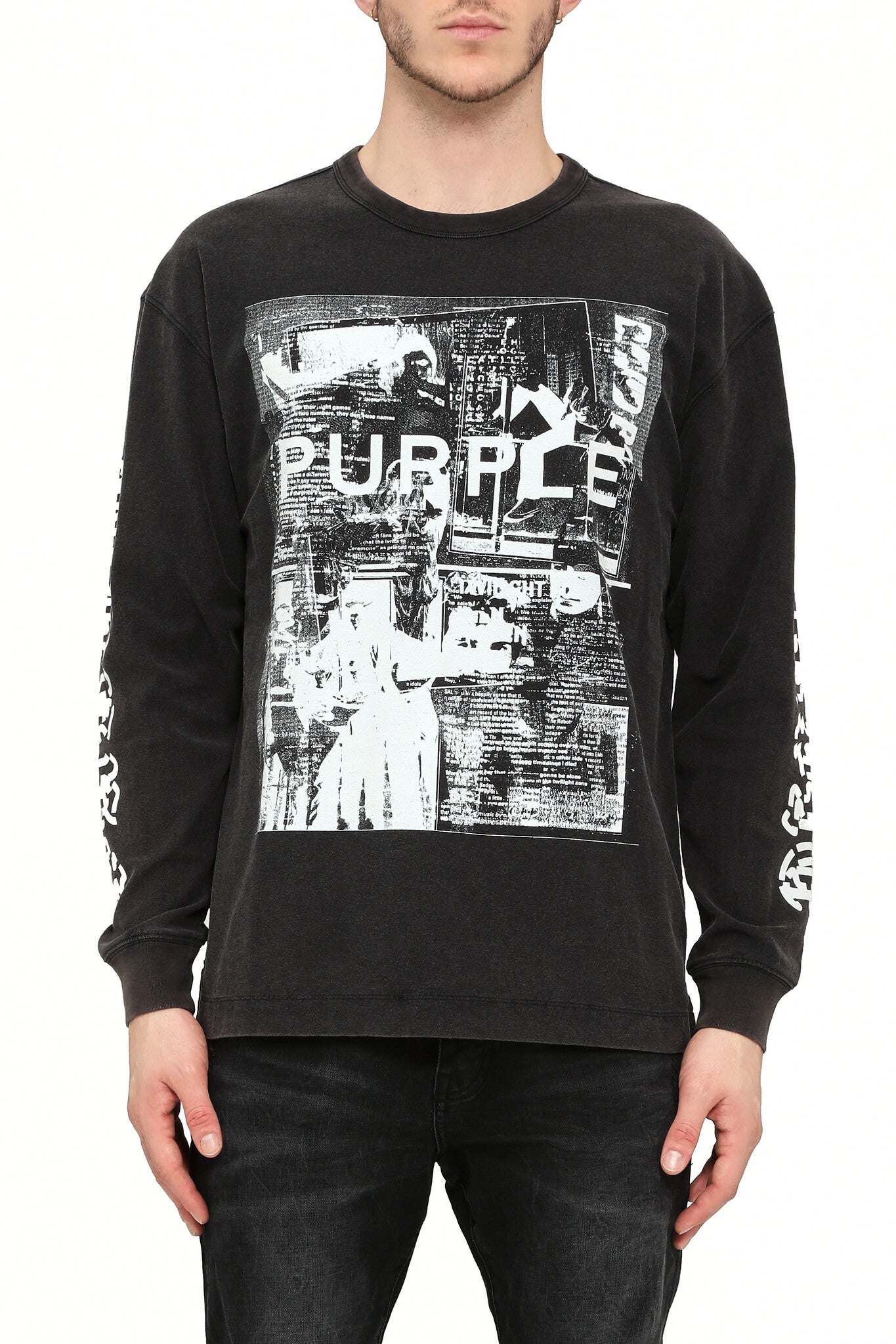 Purple Brand Textured Jersey Long Sleeve Tee 