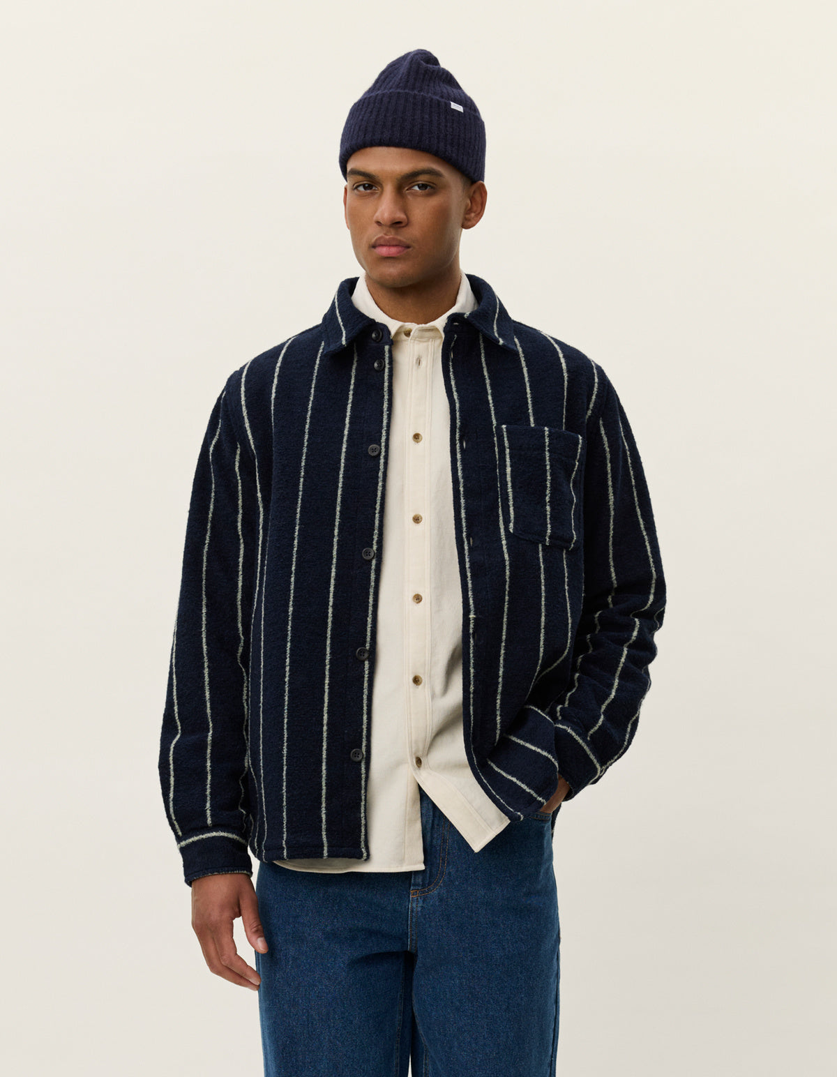 Les Deux Lennon Wool Pinstripe Overshir