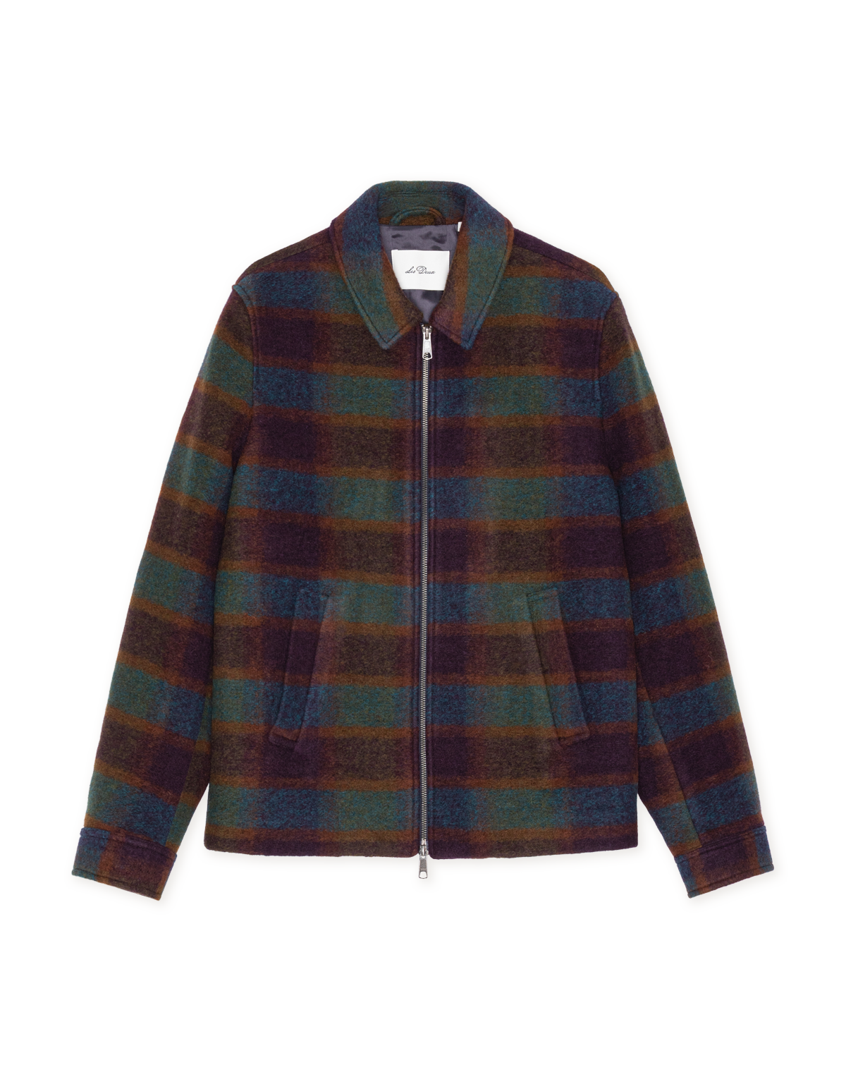 Les Deux Check Wool Zipper Coach Jacket