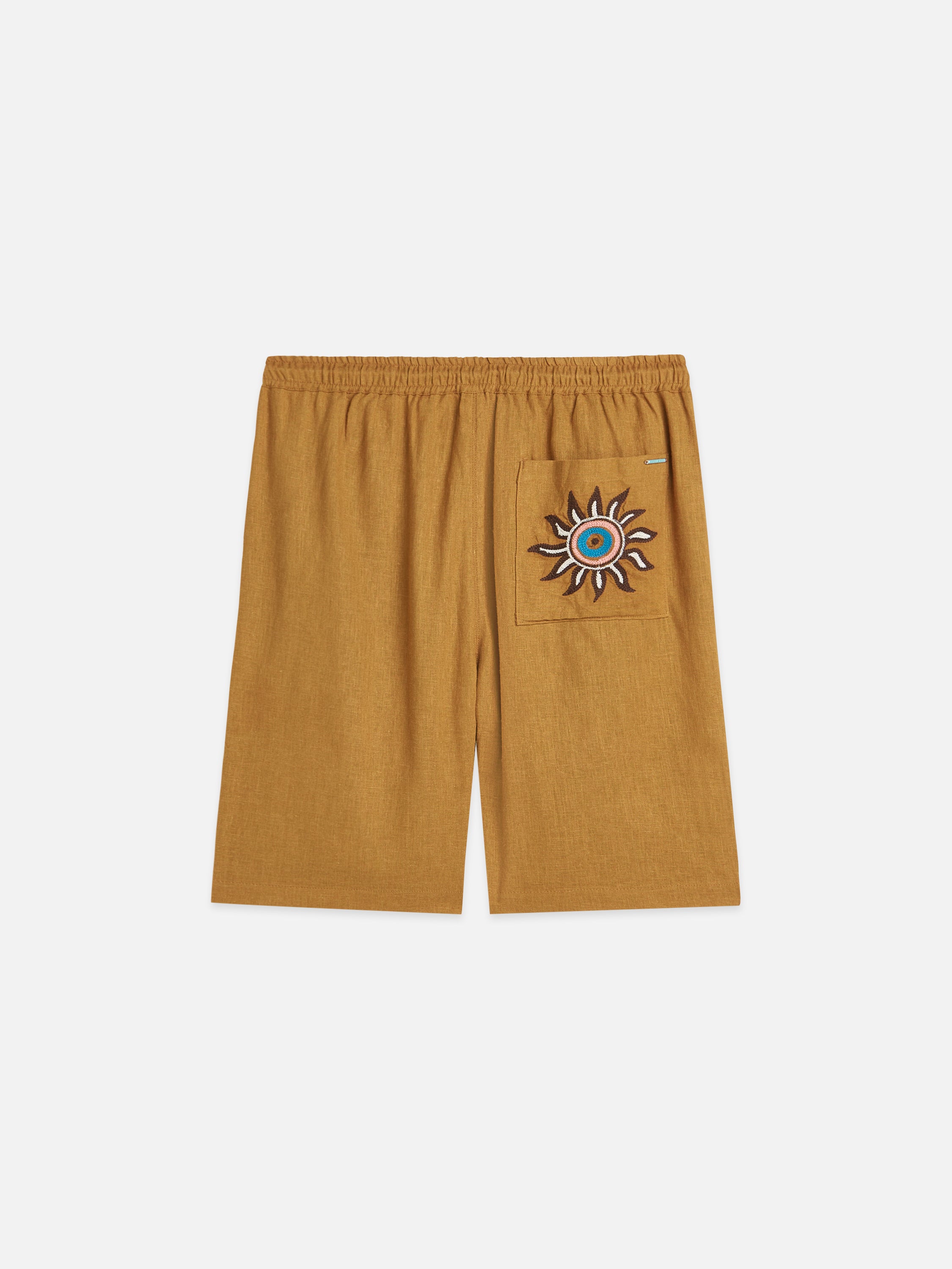 S&S Embroidered Linen-Blend Wide-Fit Bermuda Shorts 'Cathay Spice ...