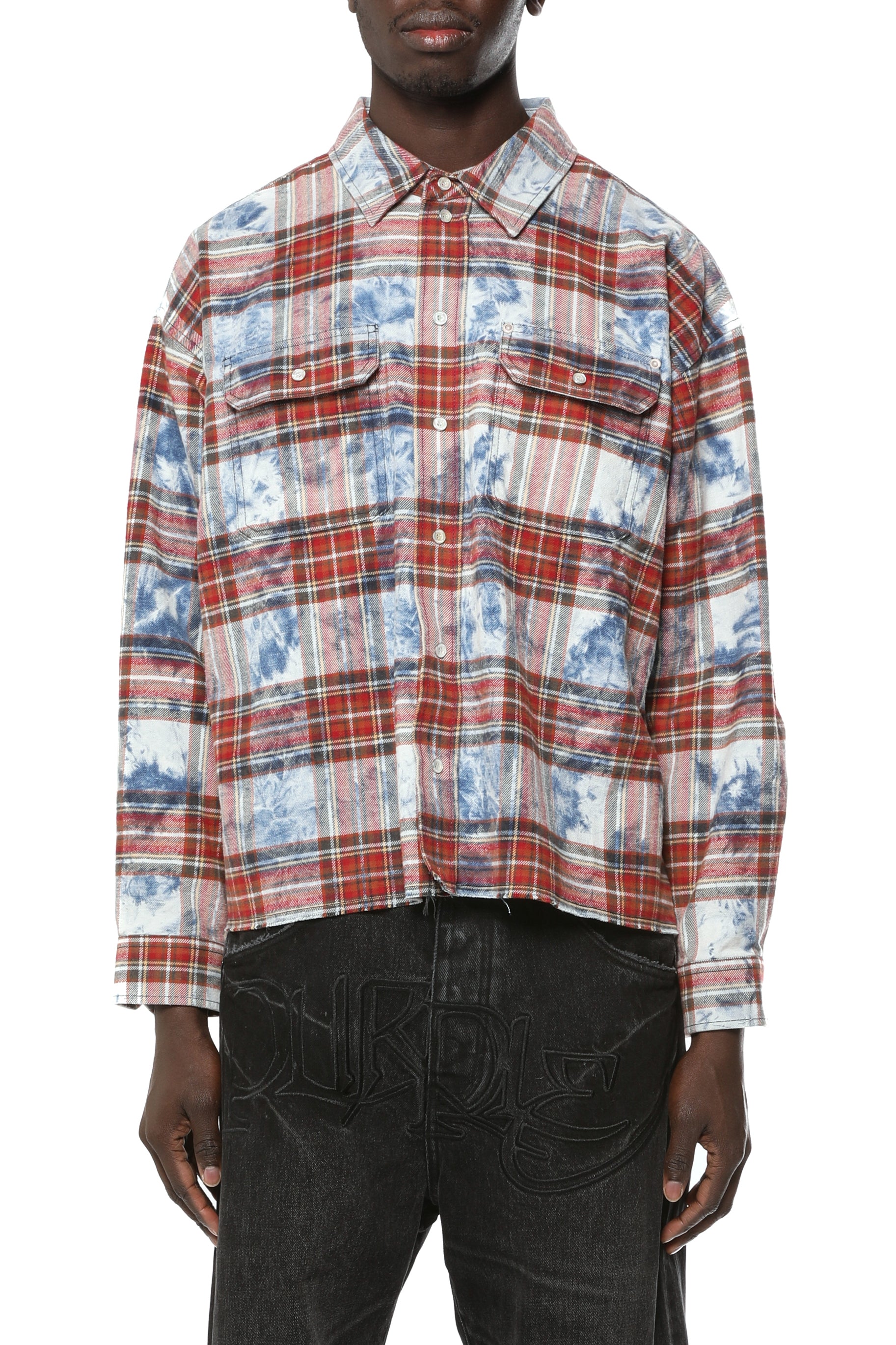 Purple Brand Plaid Embellished Shirt