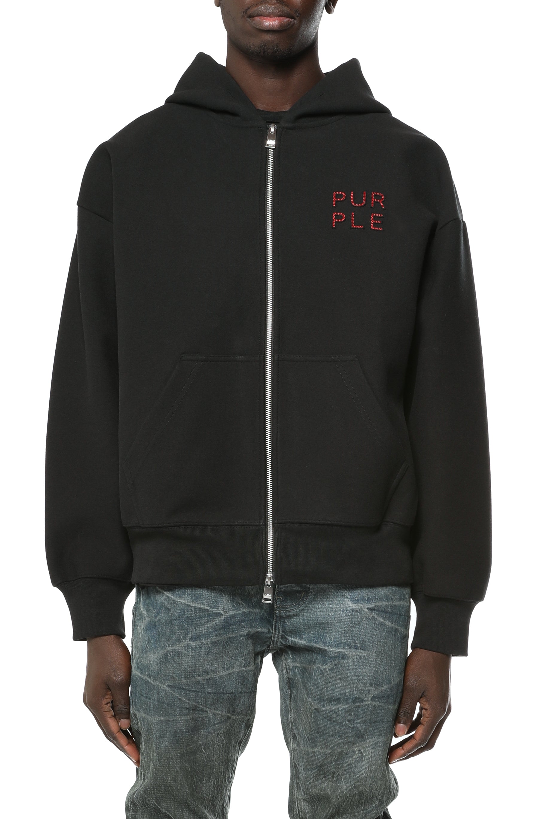 Purple Brand Neoprene Zip Front Hoodie