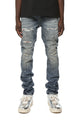 Purple Brand Skinny Plaid Paint Repair Light Denim