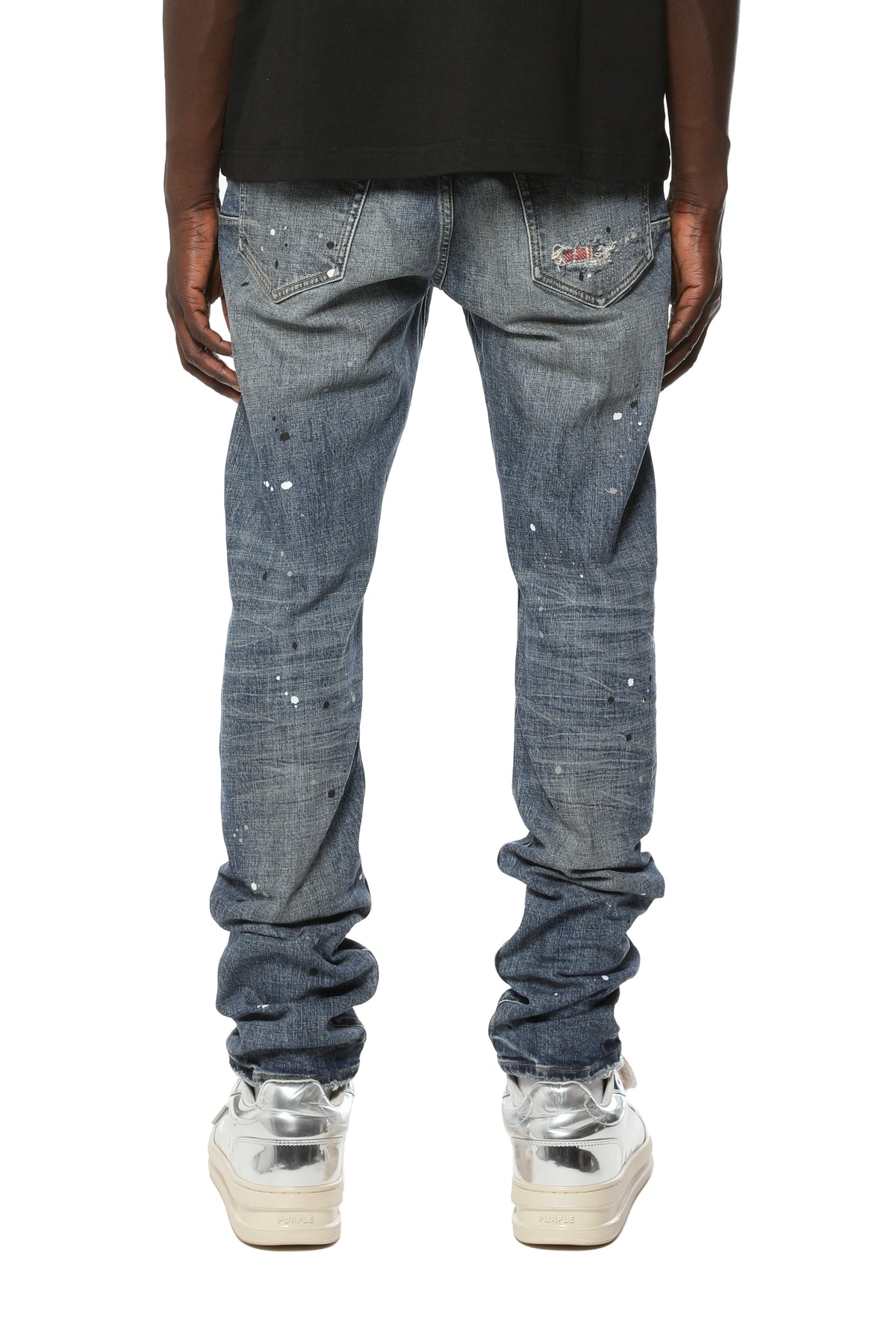 Purple Brand Skinny Plaid Paint Repair Light Denim