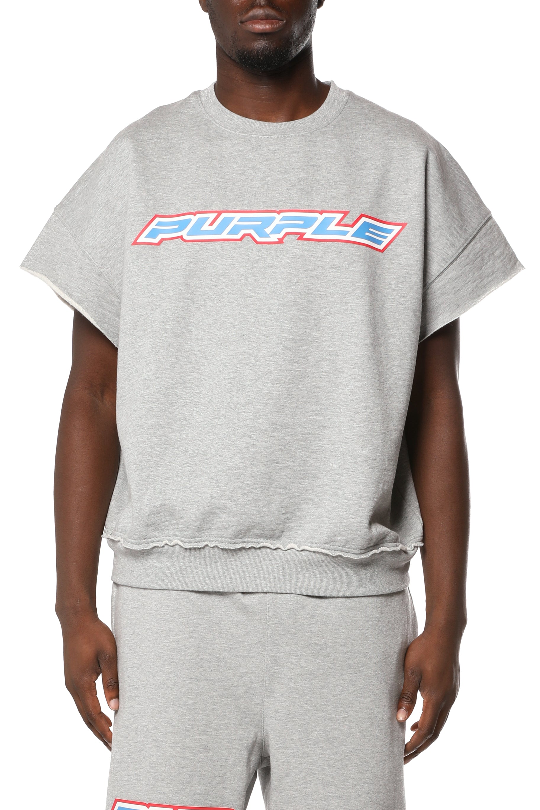 Purple Brand Slub Cut Off Muscle Fleece Tee