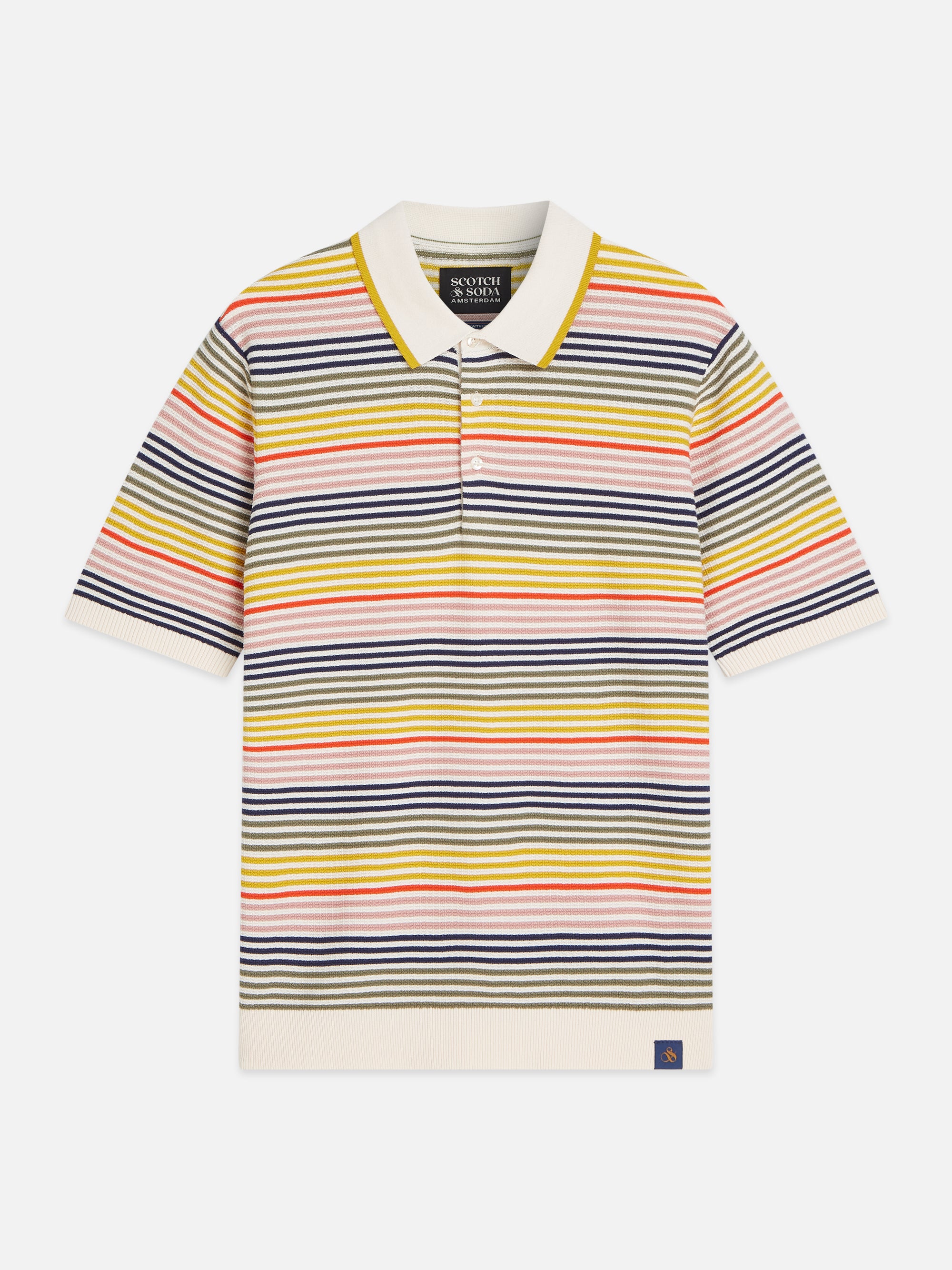 S&amp;S Striped Structured Knitted Regular-Fit Polo